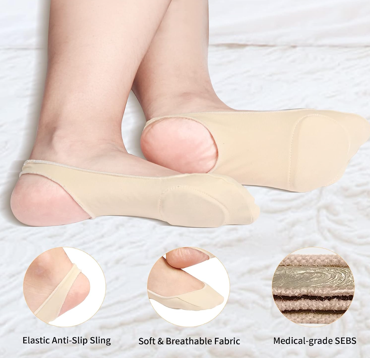Chaussettes Antidérapantes Pour Femme - Lot De 4 Paires, En Coton, Semelle En Silicone Pour Yoga, Pilates, Danse