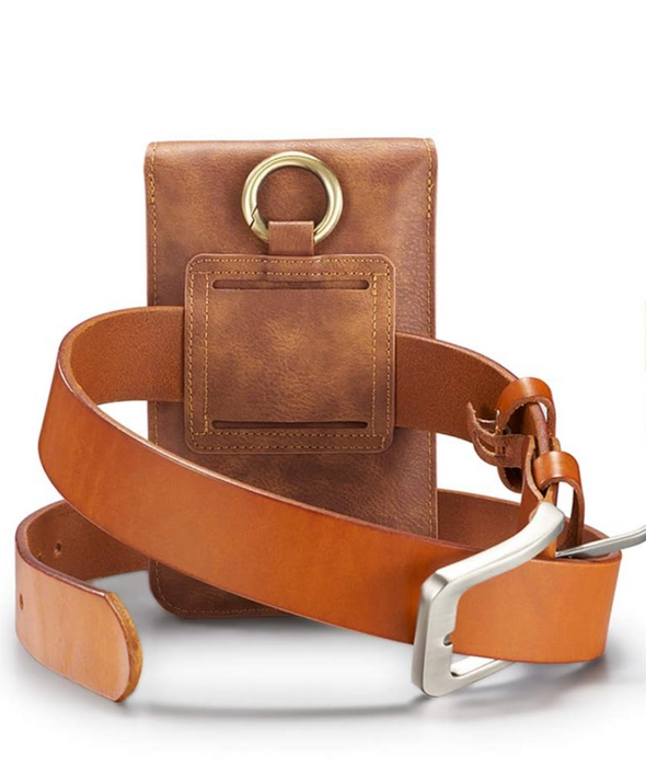 2025 -Pochette de ceinture 100% cuir avec porte-clés