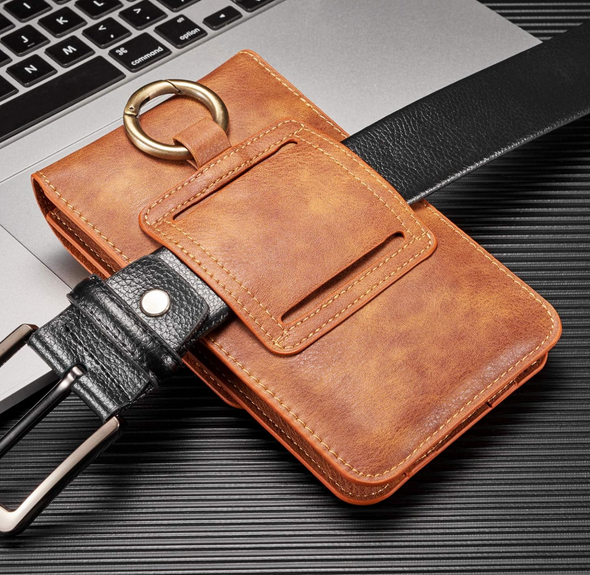 2025 -Pochette de ceinture 100% cuir avec porte-clés